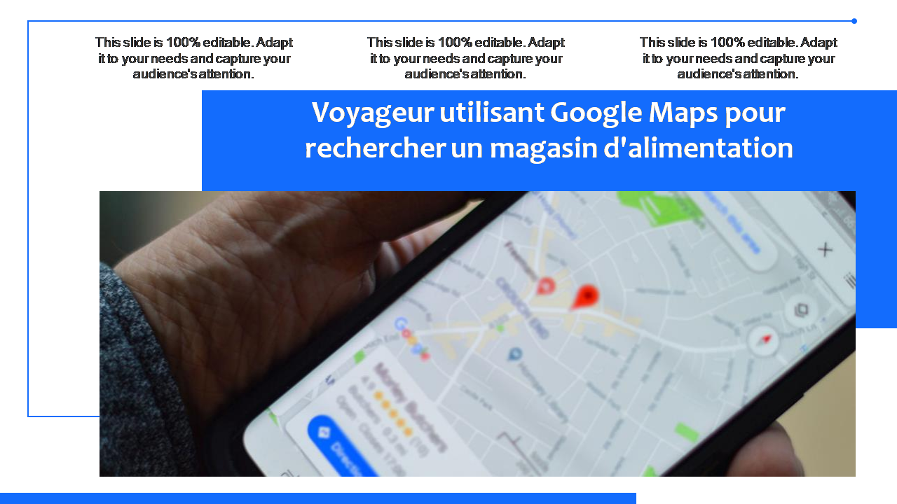 Voyageur utilisant Google Maps pour rechercher un magasin d'alimentation 