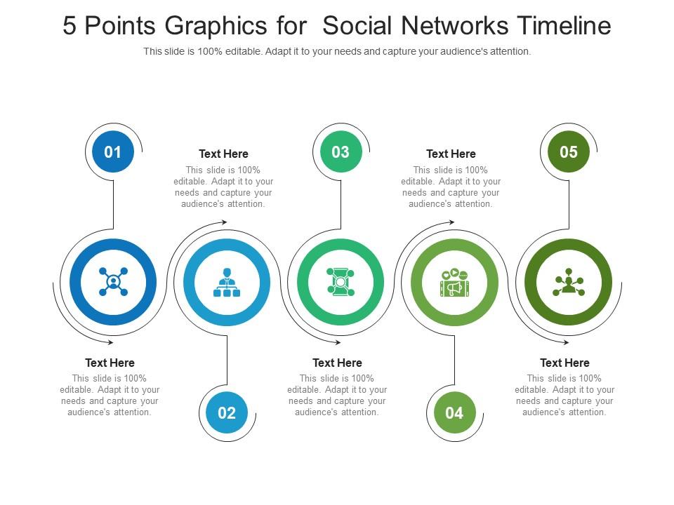 5 points graphics for social networks timeline infographic template
