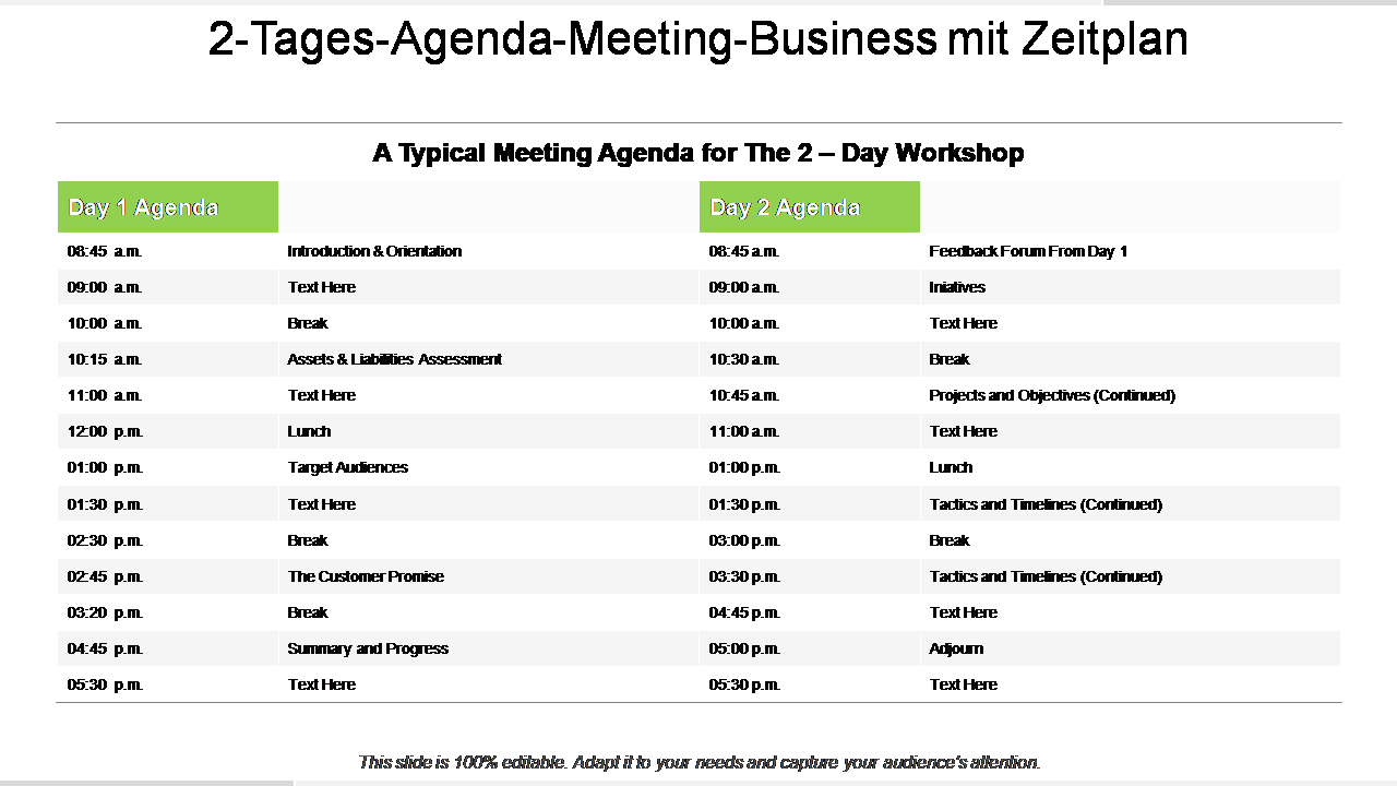 2-Tages-Agenda-Meeting-Business mit Zeitplan 