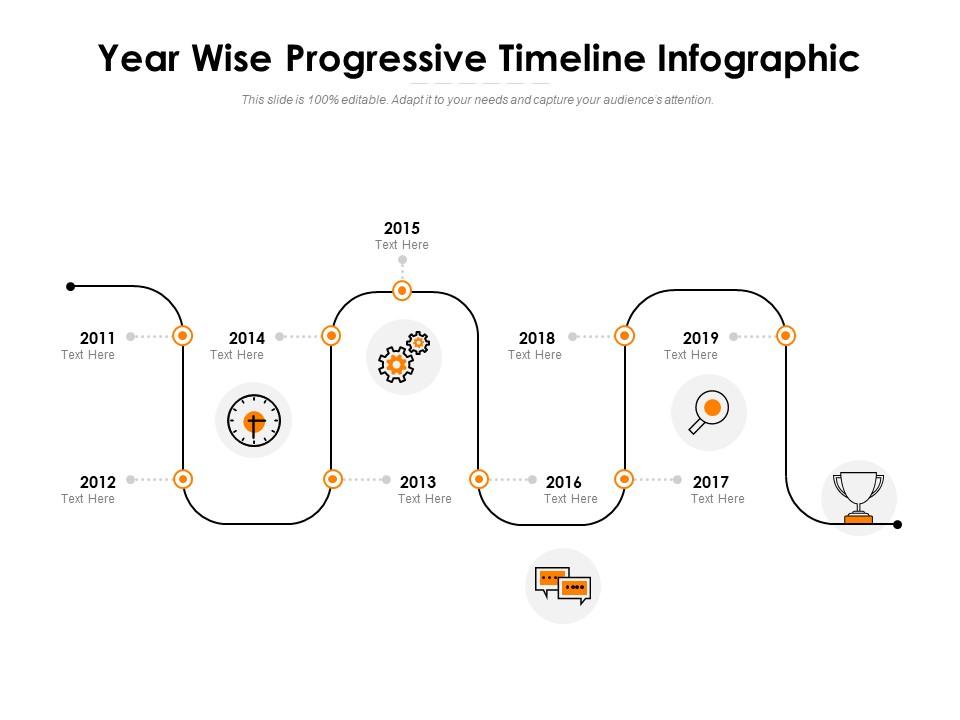 Year wise progressive timeline infographic