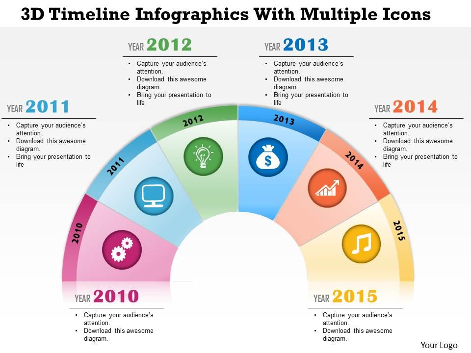 0115 3d Timeline Infographics With Multiple Icons Powerpoint Template