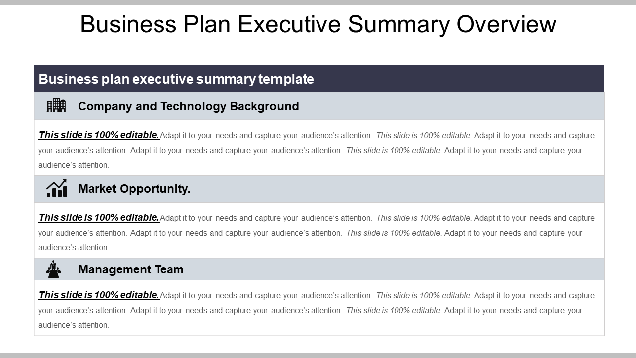 Business Plan Executive Summary Overview