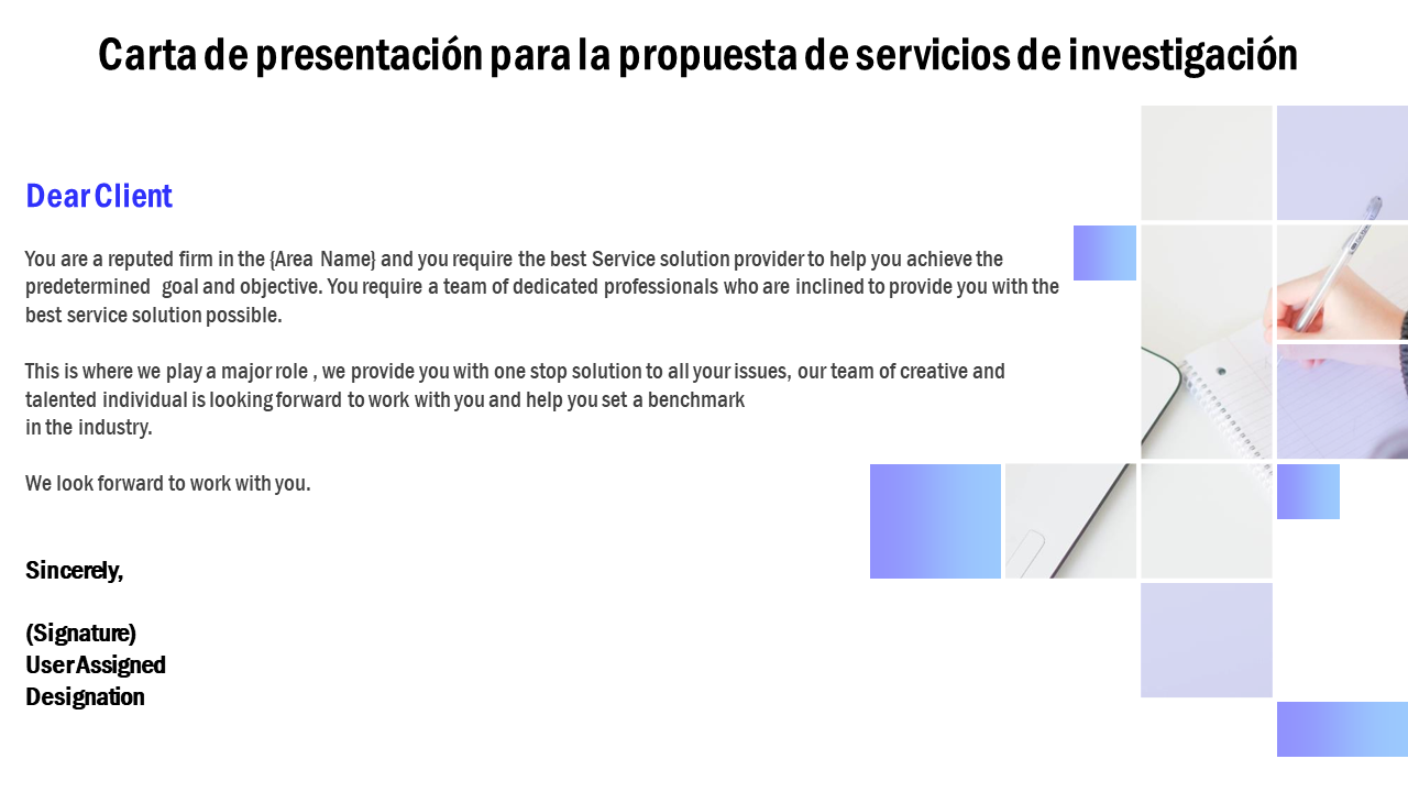 Carta de presentaci&oacute;n para la propuesta de servicios de investigaci&oacute;n 
