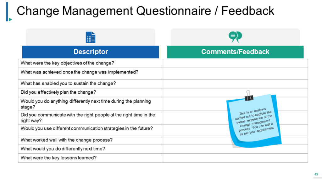 Change Management Feedback Template