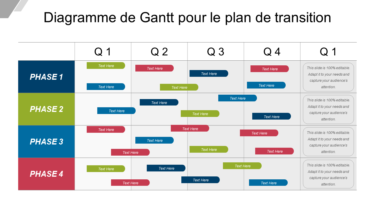 Diagramme de Gantt pour le plan de transition 