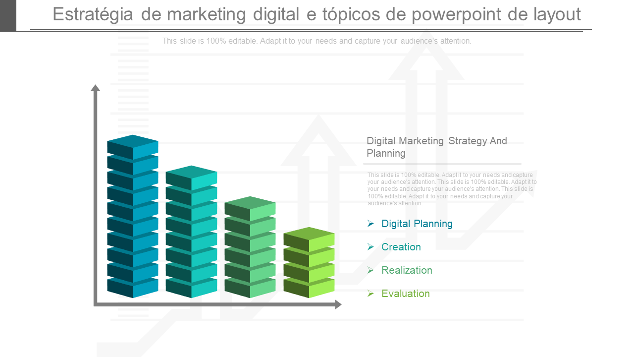 Estratégia de marketing digital e tópicos de powerpoint de layout 