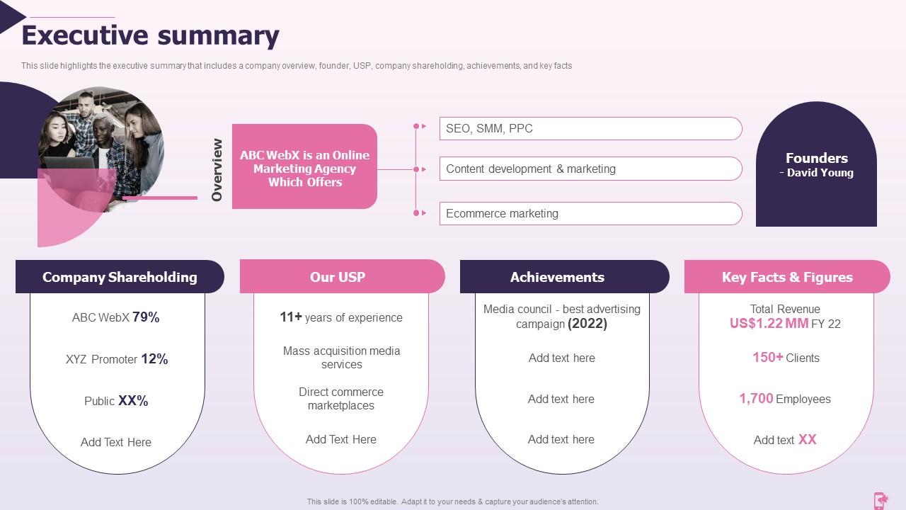 Executive Summary Online Marketing Company Profile Design