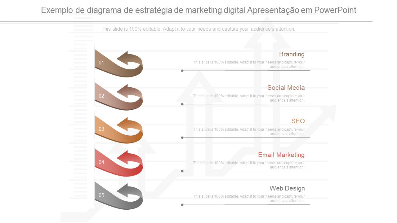 Exemplo de diagrama de estratégia de marketing digital Apresentação em PowerPoint 