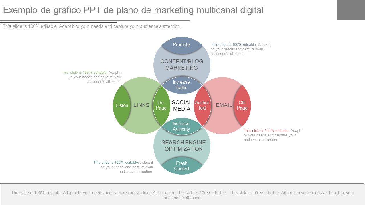 Exemplo de gráfico PPT de plano de marketing multicanal digital 