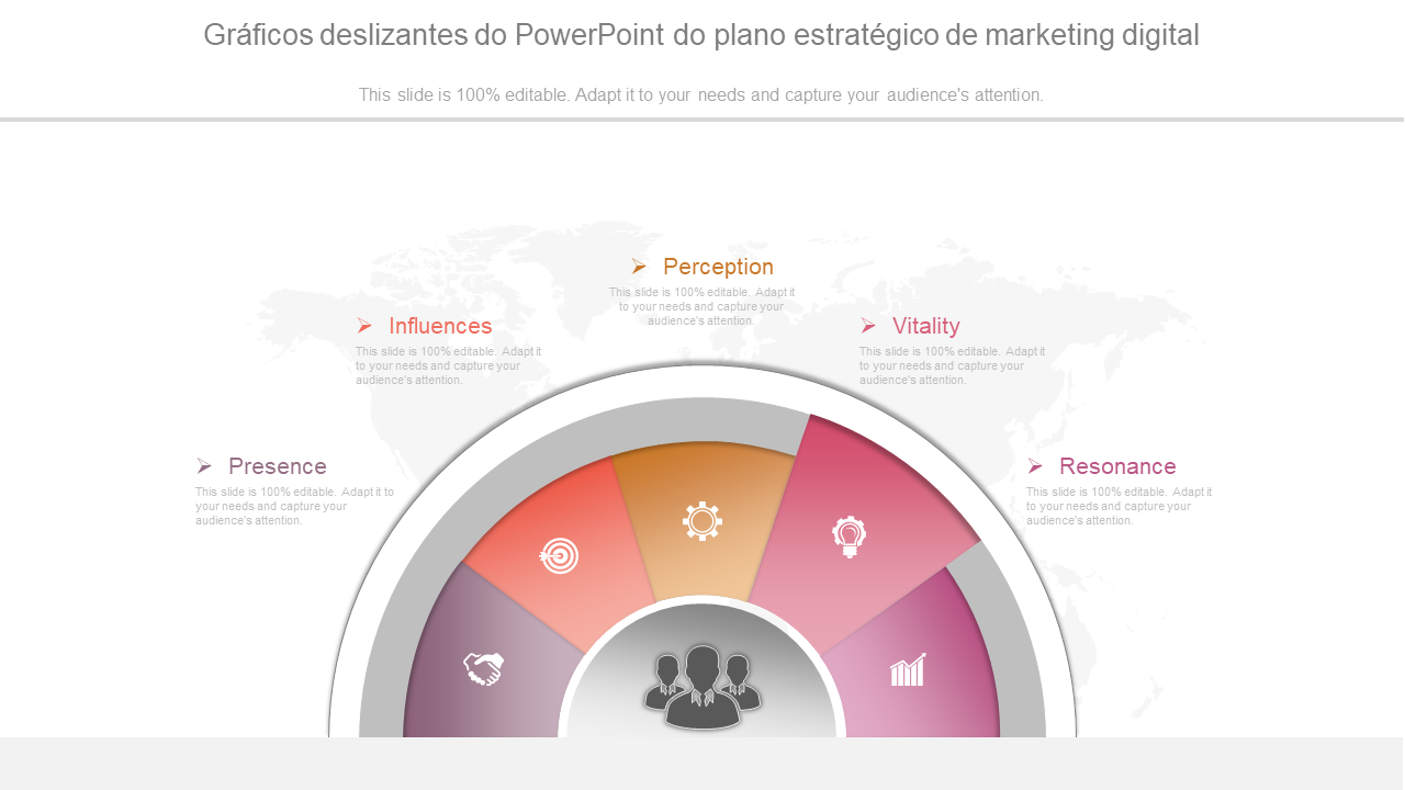 Gráficos deslizantes do PowerPoint do plano estratégico de marketing digital 