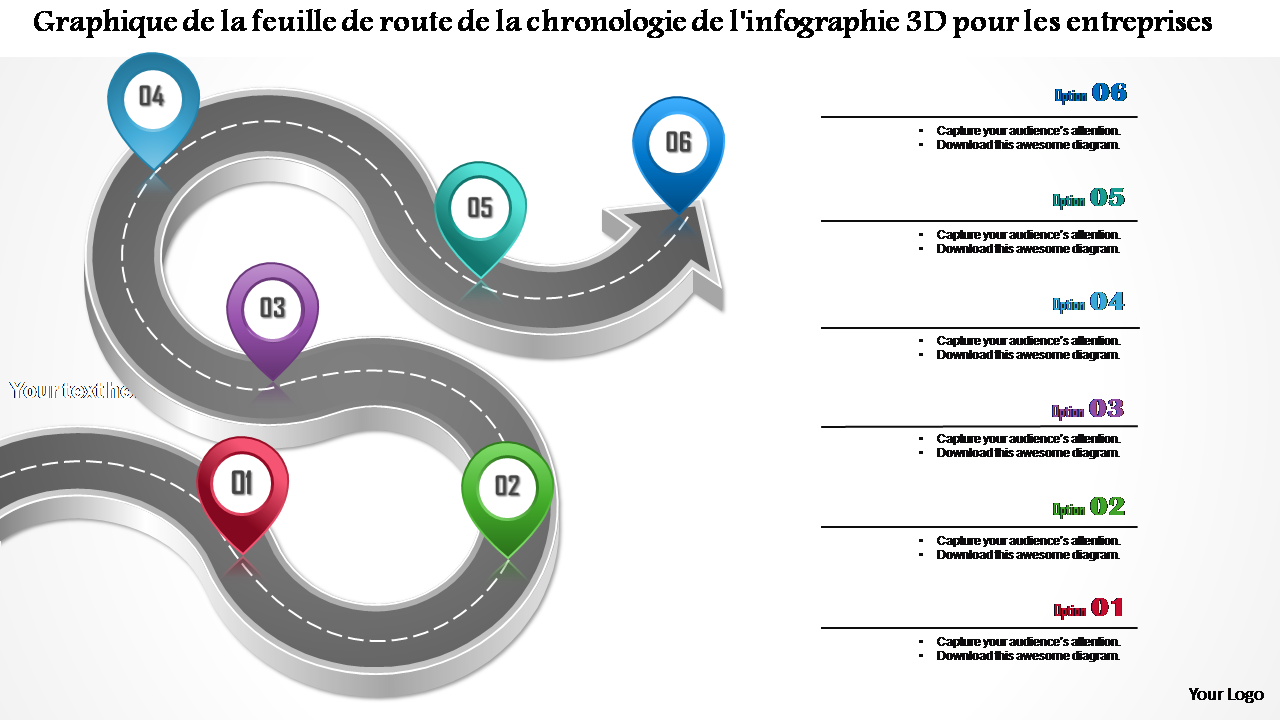 Graphique de la feuille de route de la chronologie de l'infographie 3D pour les entreprises