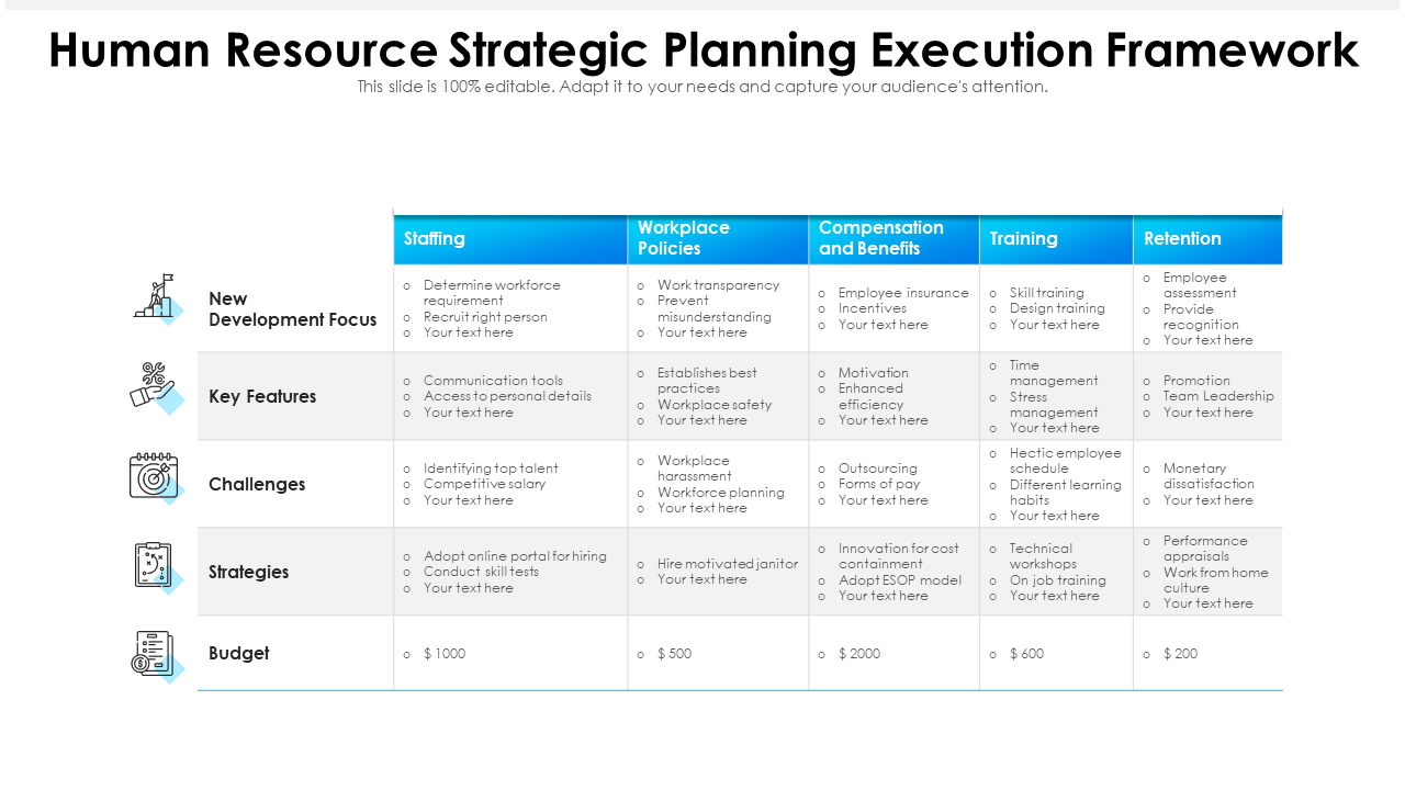 Human Resource Strategic Planning Execution Framework