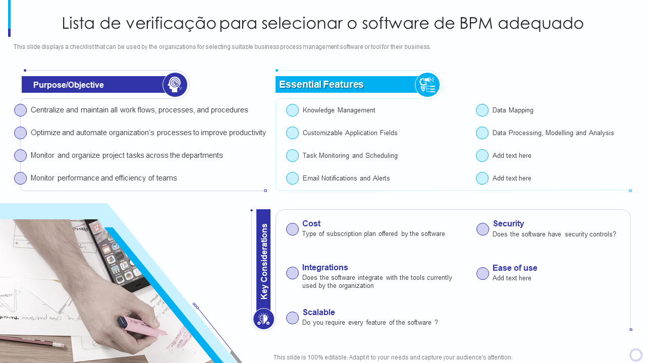 Lista de verificação para selecionar o software de BPM adequado 