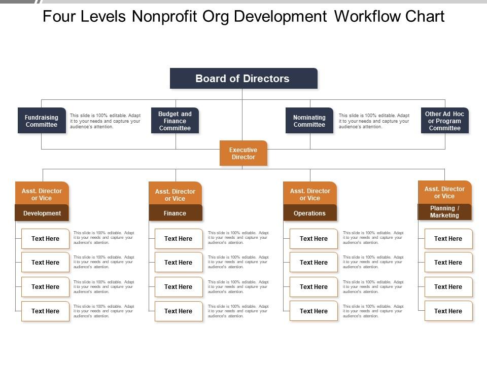 Non-profit Org Four Levels Development Workflow Chart Template