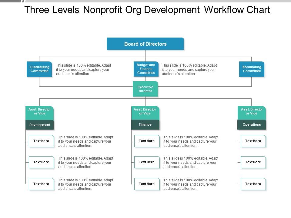 Non-profit Org Three Levels Development Workflow Chart