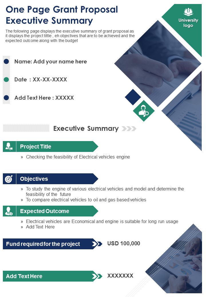 One Page Grant Proposal Executive Summary