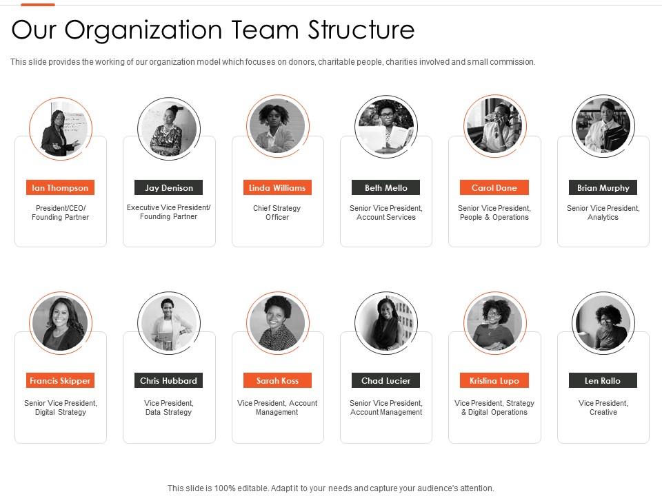 Organization Team Structure Template for Non-profit Organization Pitch