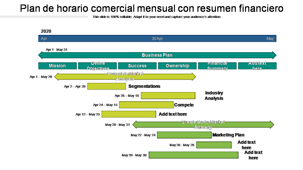 Plan de horario comercial mensual con resumen financiero Plan de horario comercial mensual con resumen financiero