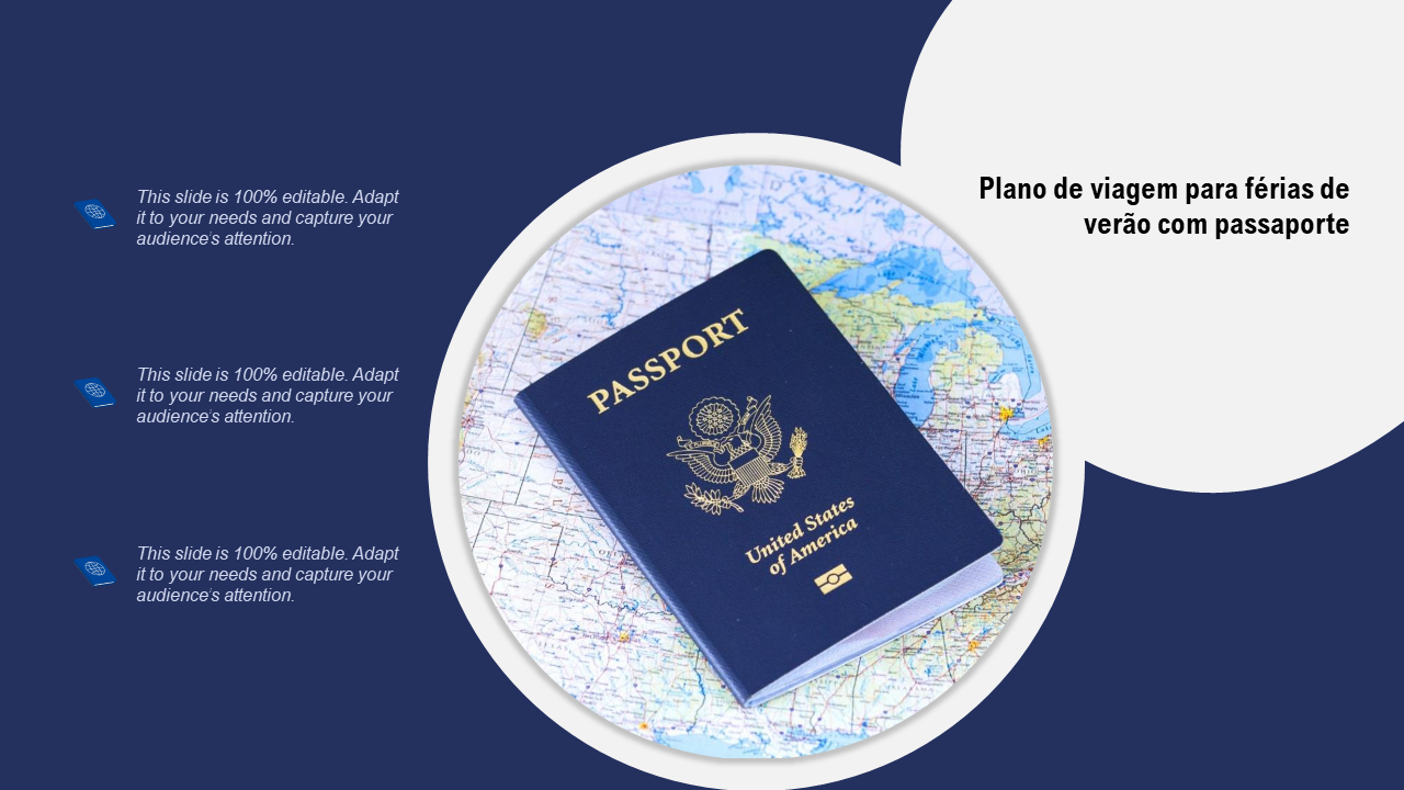 Plano de viagem para férias de verão com passaporte 