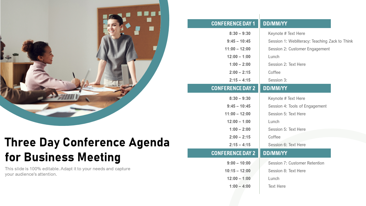 Three Day Conference Agenda for Business Meeting