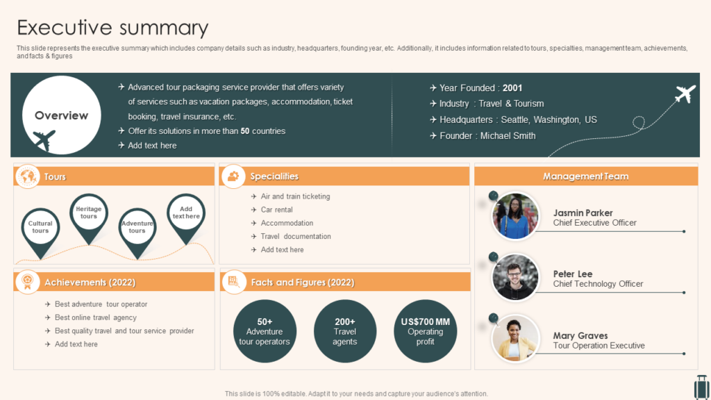 Tourism and Travel Company Profile PPT Template