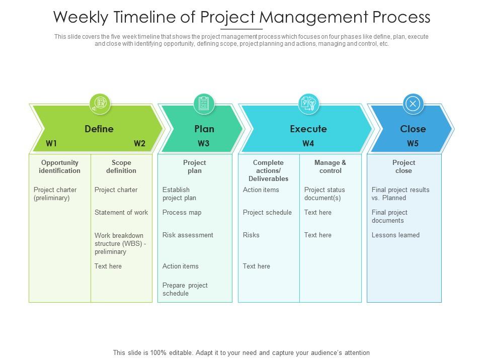 Weekly Timeline of Project Management Process