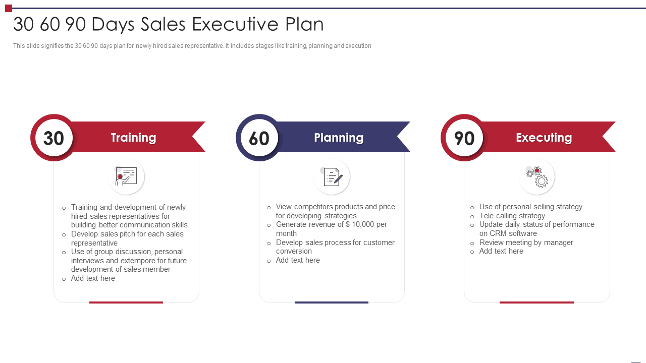 30 60 90 Days Sales Executive Plan