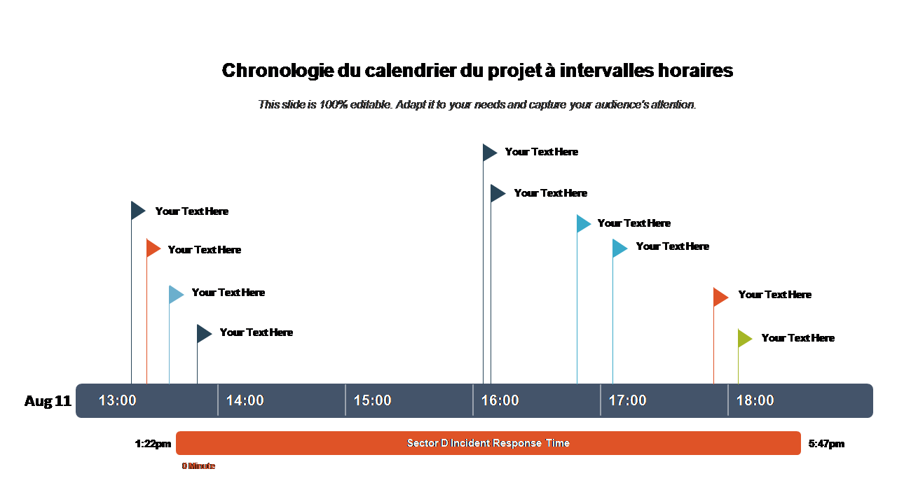 Chronologie du calendrier du projet à intervalles horaires 