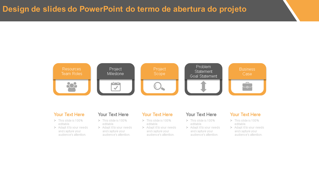 Design de slides do PowerPoint do termo de abertura do projeto Design de slides do PowerPoint do termo de abertura do projeto