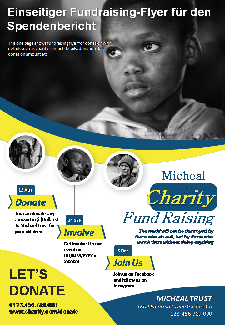 Einseitiger Fundraising-Flyer für den Spendenbericht 