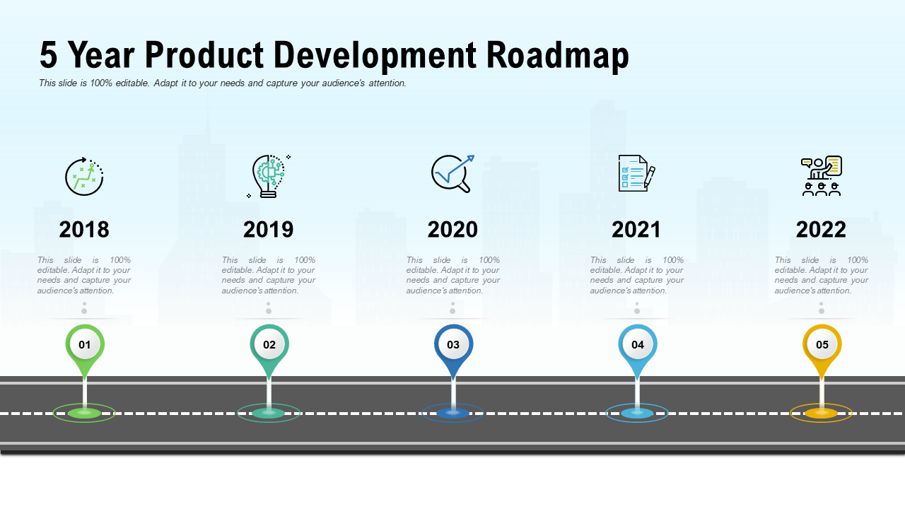 Five-Year Product Development Roadmap Sample Presentation Template