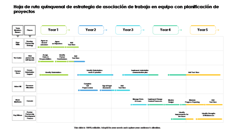Hoja de ruta quinquenal de estrategia de asociación de trabajo en equipo con planificación de proyectos Hoja de ruta quinquenal de estrategia de asociación de trabajo en equipo con planificación de proyectos