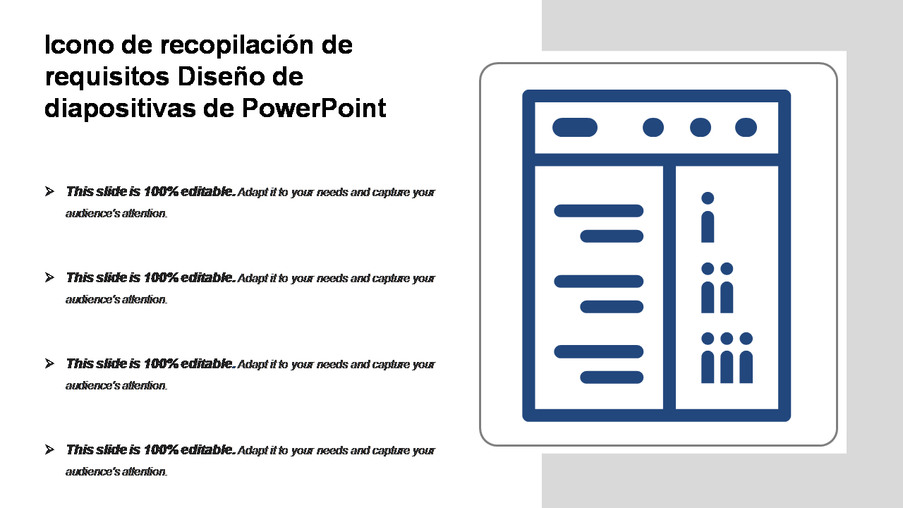 Icono de recopilación de requisitos Diseño de diapositivas de PowerPoint 