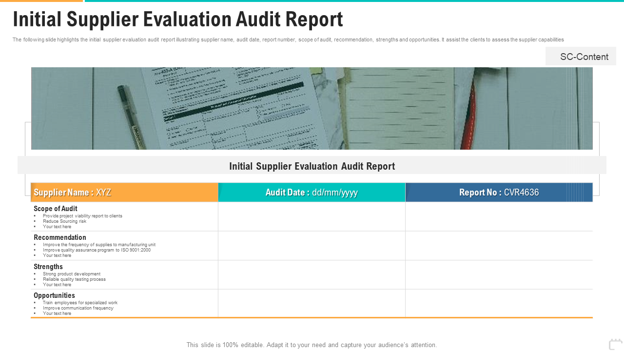 Initial Supplier Evaluation Audit Report