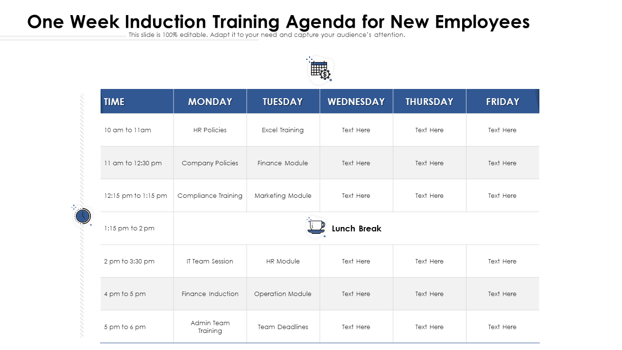 One Week Induction Training Agenda for New Employees