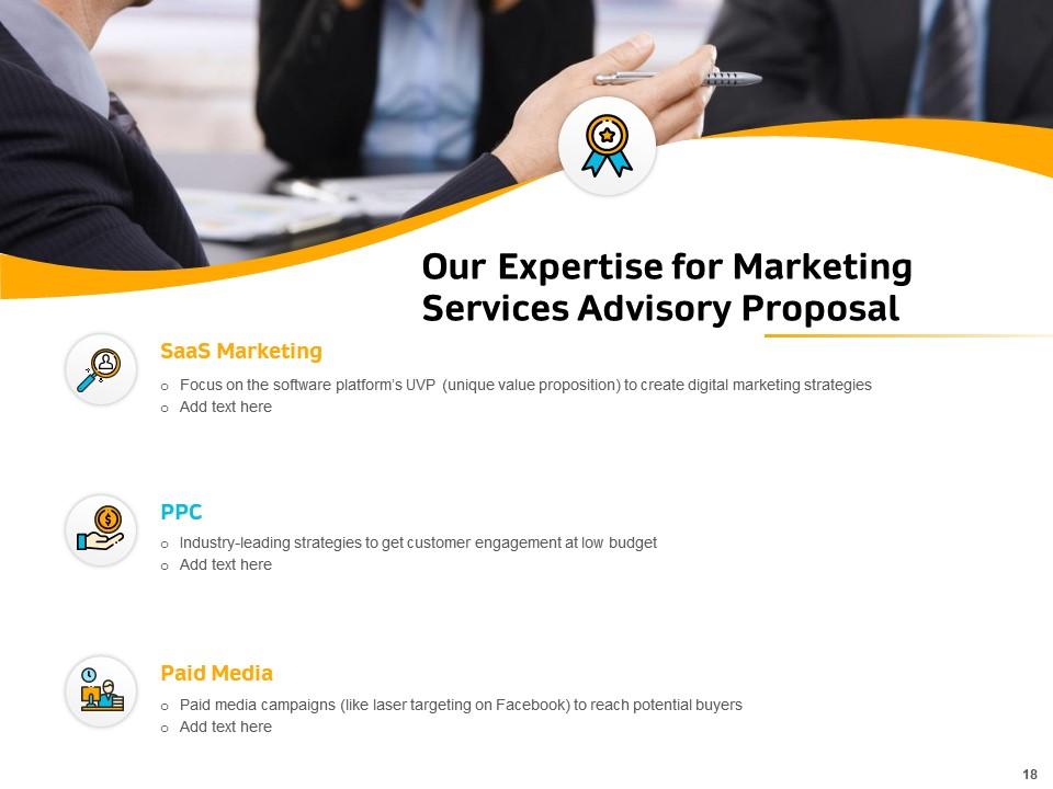 Our Expertise for Marketing Services Advisory Proposal