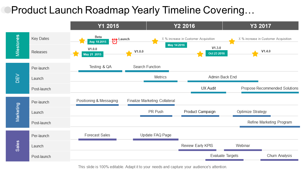 Product Launch Roadmap Yearly Timeline