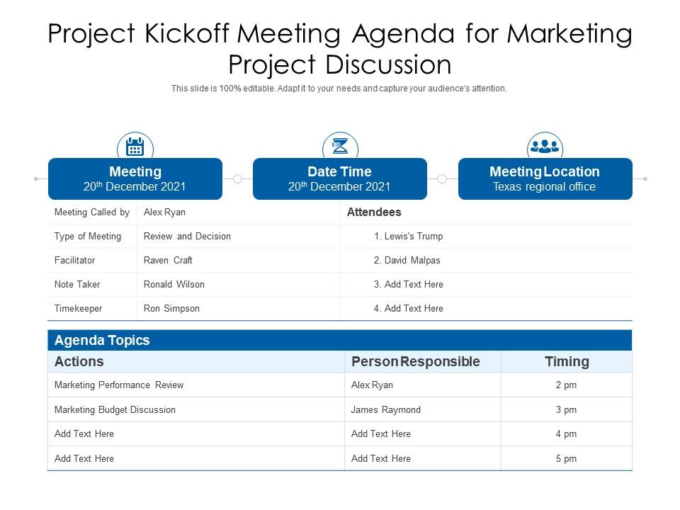 Project Kickoff Marketing Meeting Agenda