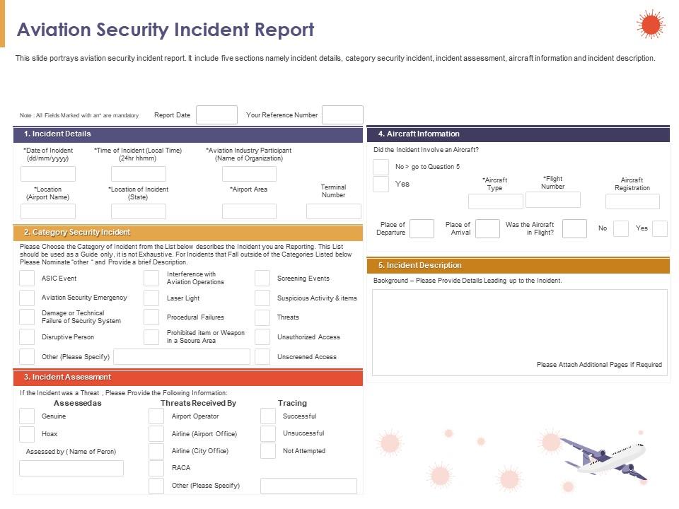 Aviation security incident report time powerpoint presentation clipart images