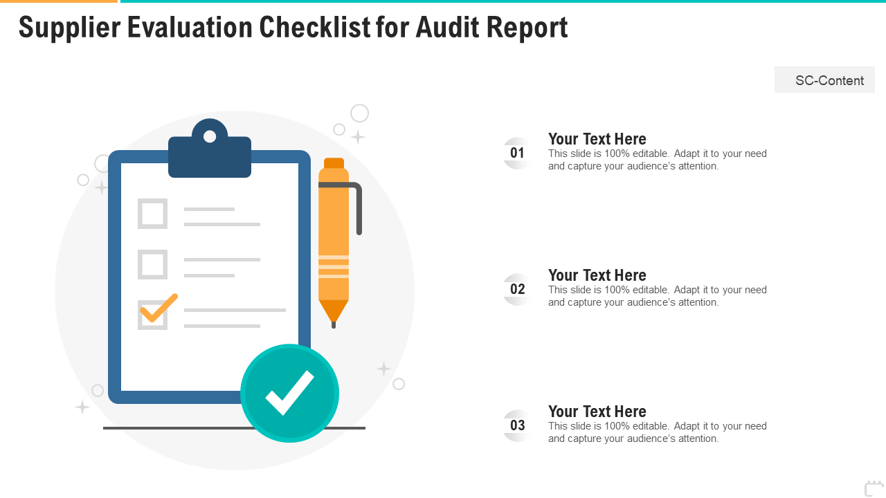 Supplier Evaluation Checklist for Audit Report