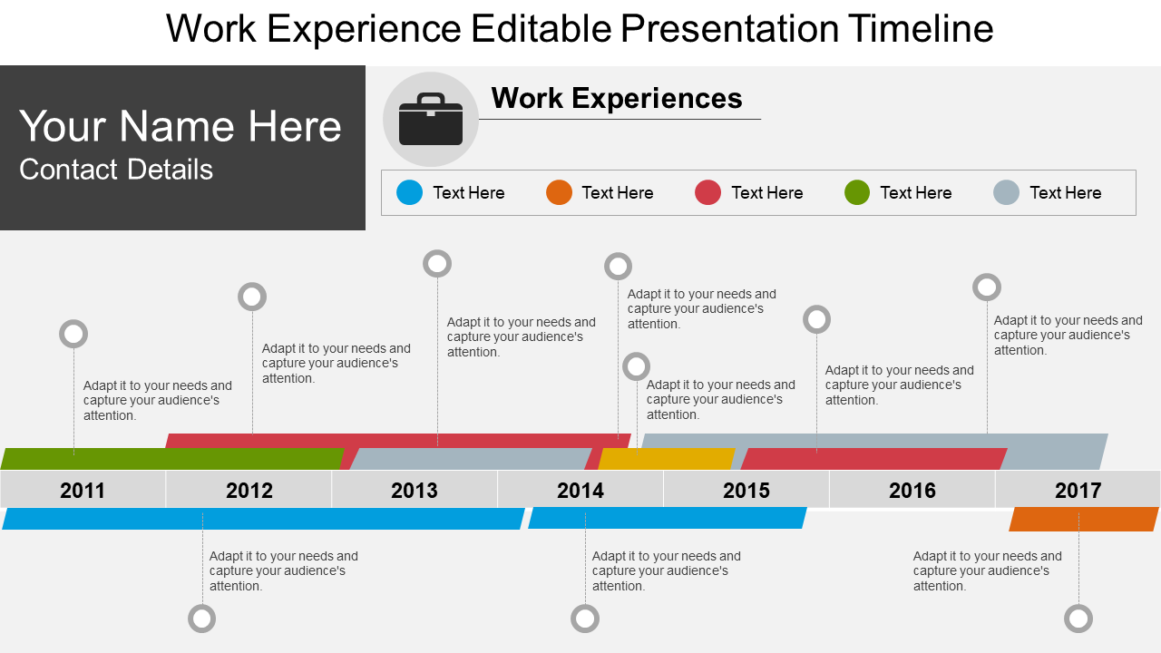 Work experience editable presentation timeline