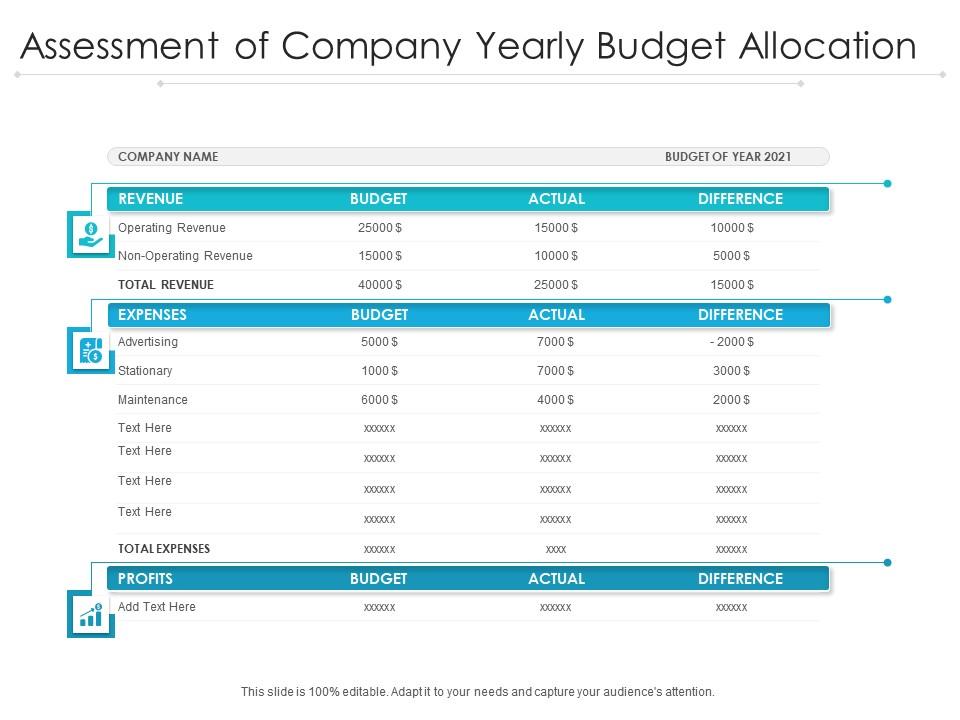 Assessment of Company Yearly Budget Allocation