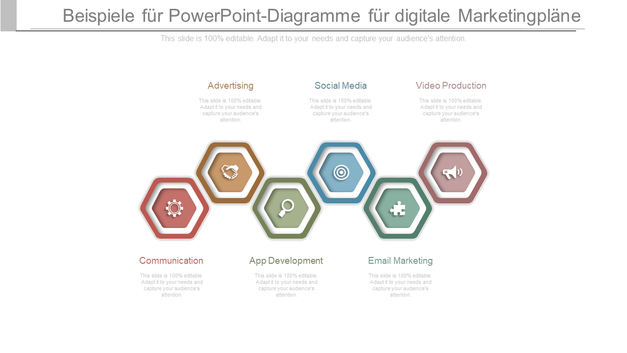 Beispiele für PowerPoint-Diagramme für digitale Marketingpläne 