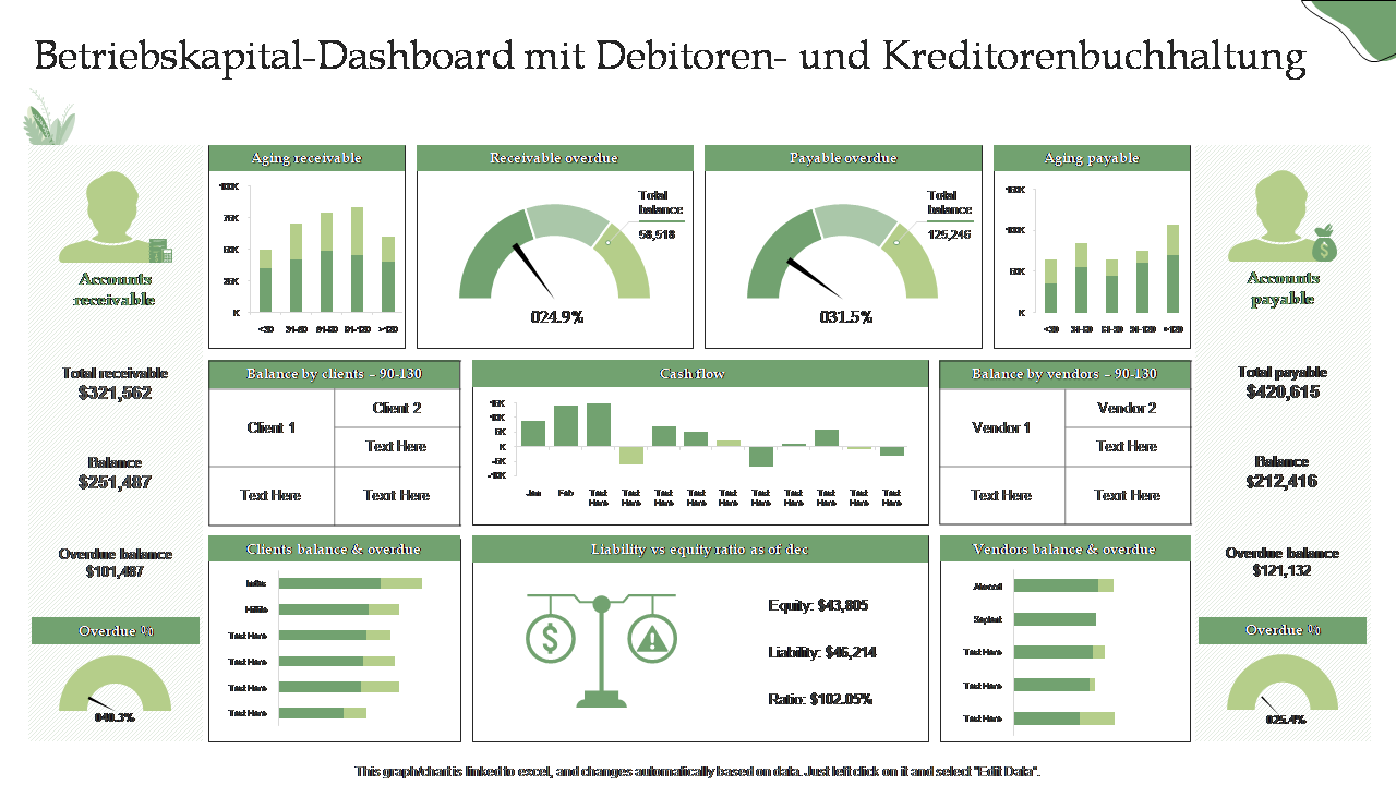 Betriebskapital-Dashboard mit Debitoren- und Kreditorenbuchhaltung 