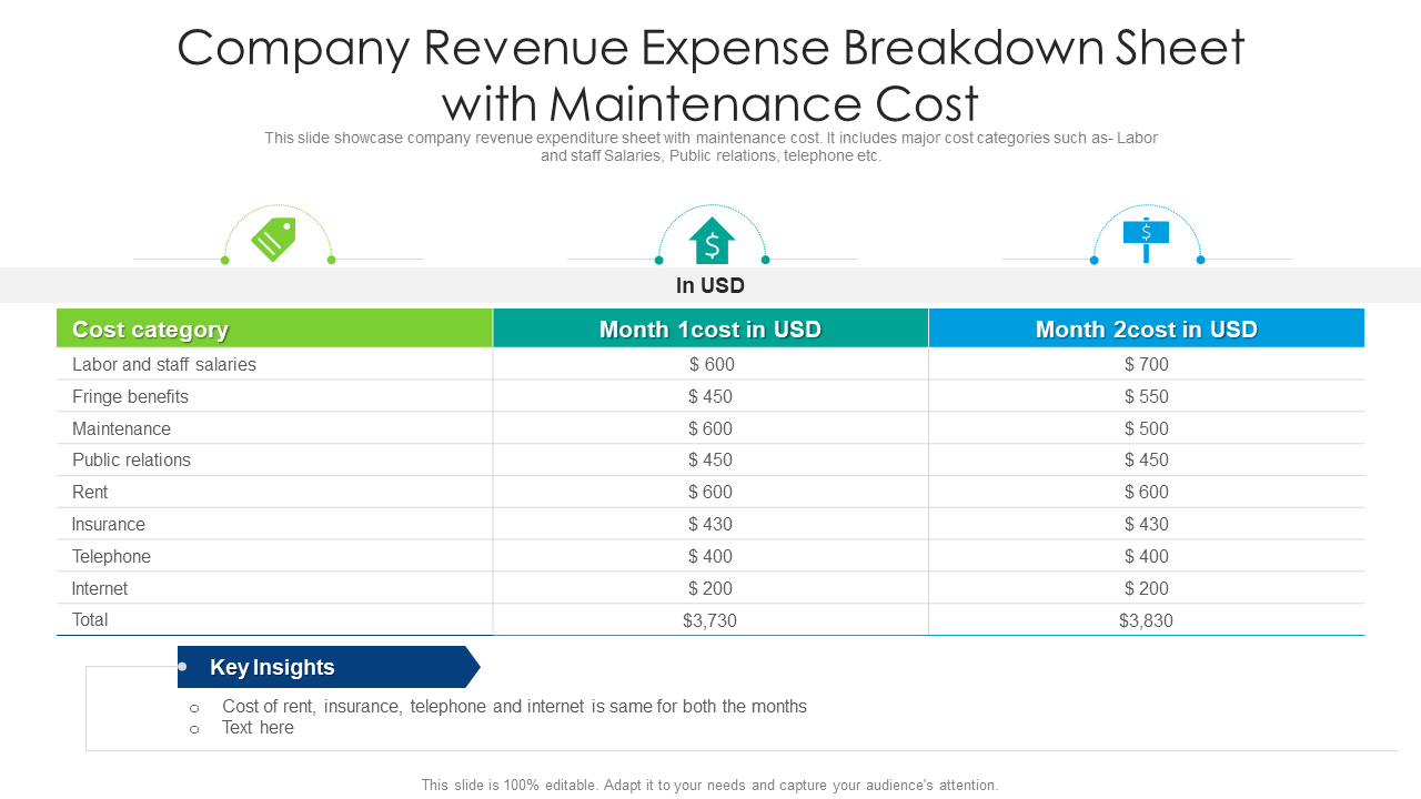 Company Revenue Expense Breakdown Sheet Template