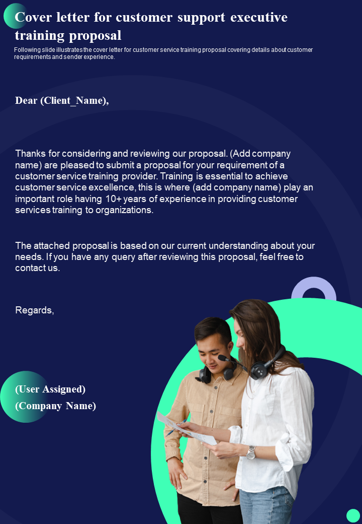 Cover Letter For Customer Support Executive Training Proposal