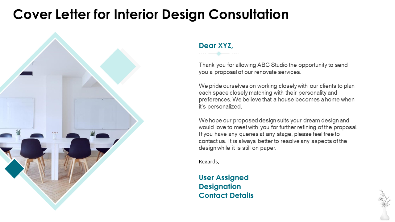 Cover Letter Template for Interior Design Consultation