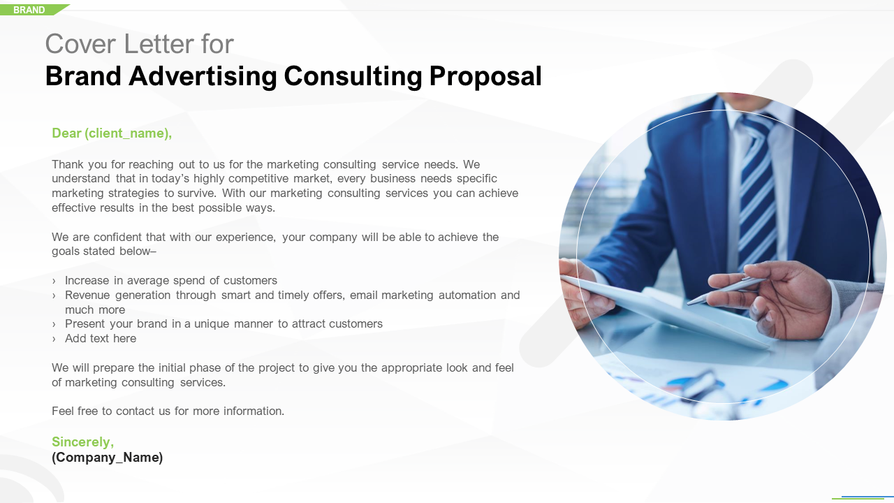Cover Letter for Brand Advertising Consulting Proposal