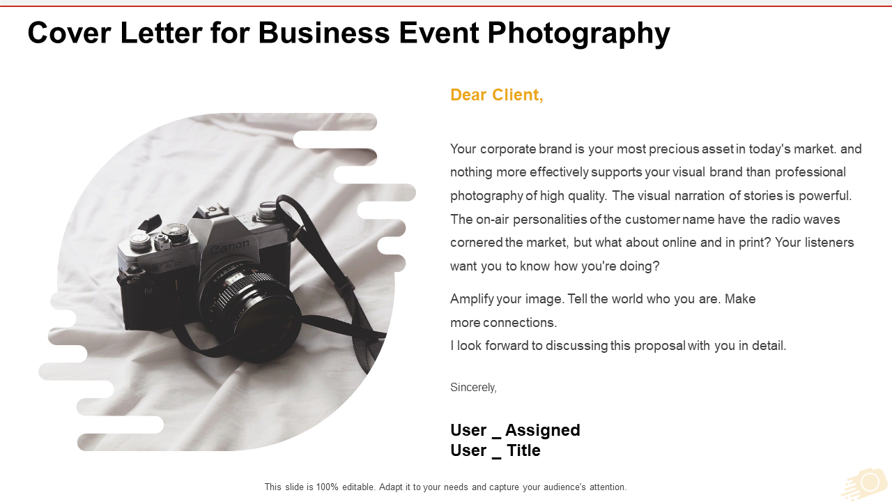 Cover Letter for Business Event Photography PowerPoint Template