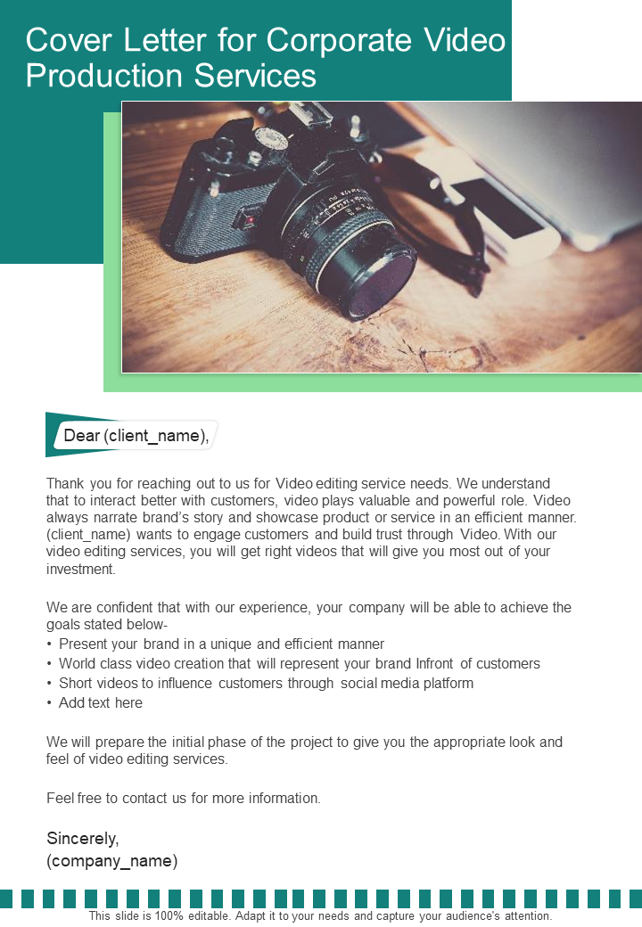 Cover Letter for Corporate Video Production Services